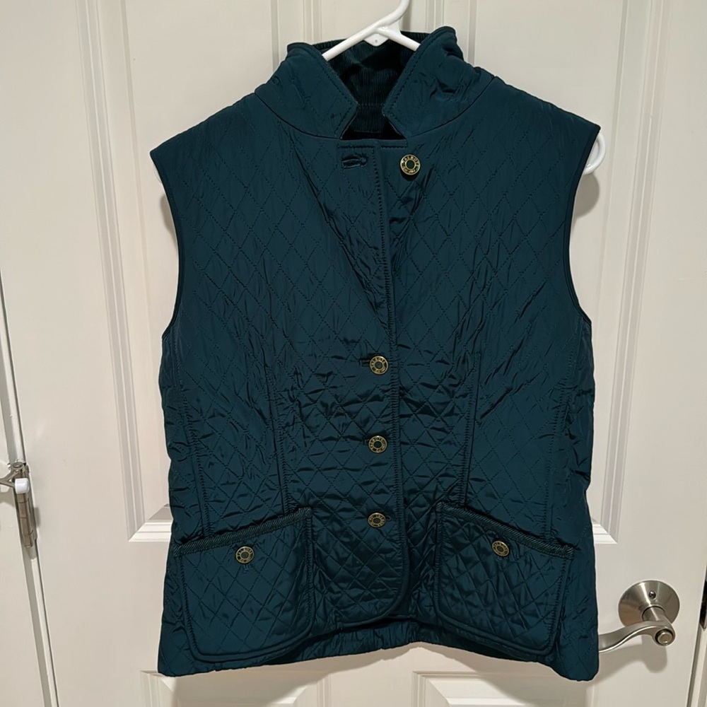 Talbots Quilted Vest Size S Mallard Green